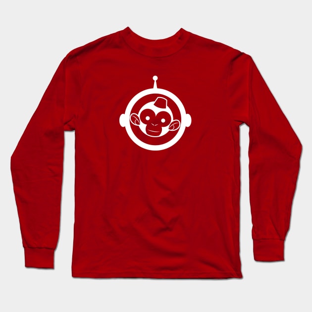 Space Monkey-White Long Sleeve T-Shirt by monkeyminion